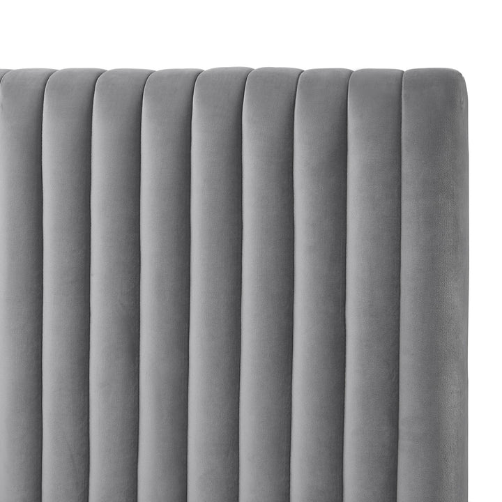 Inspired Home Alanis Platform Bed Velvet Grey 5