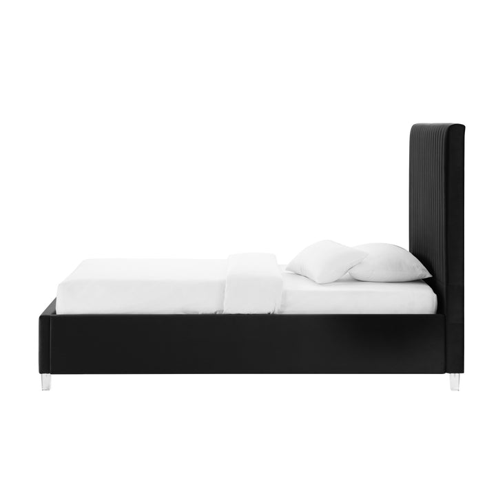 Inspired Home Alanis Platform Bed Velvet Black 2