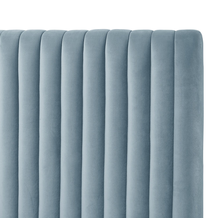 Inspired Home Alanis Platform Bed Velvet Slate Blue 5