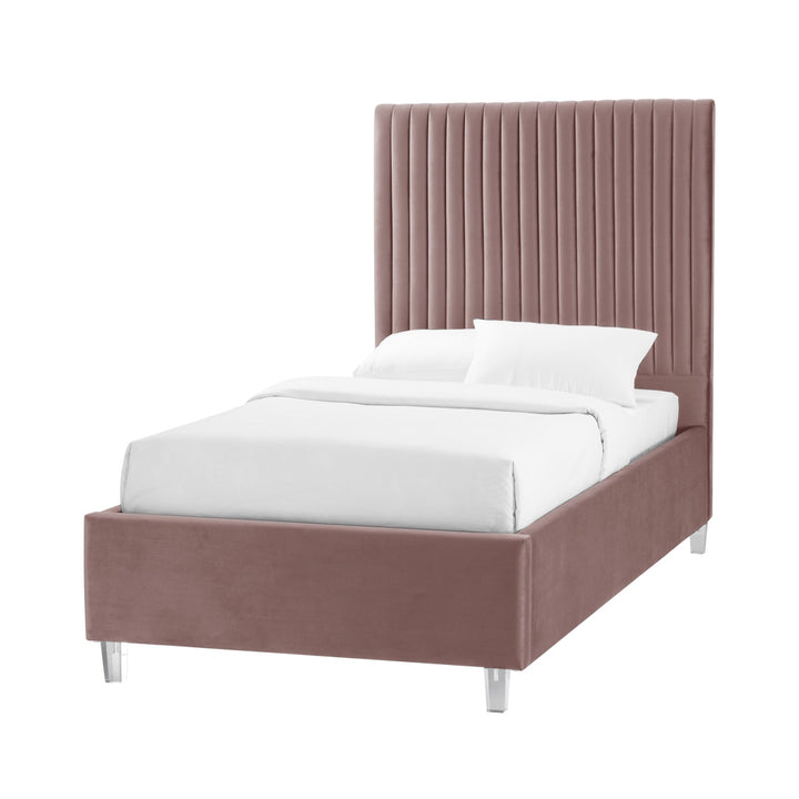Inspired Home Alanis Platform Bed Velvet Pink Main