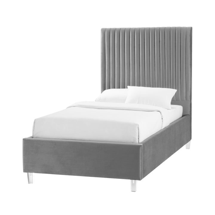 Inspired Home Alanis Platform Bed Velvet Grey Main