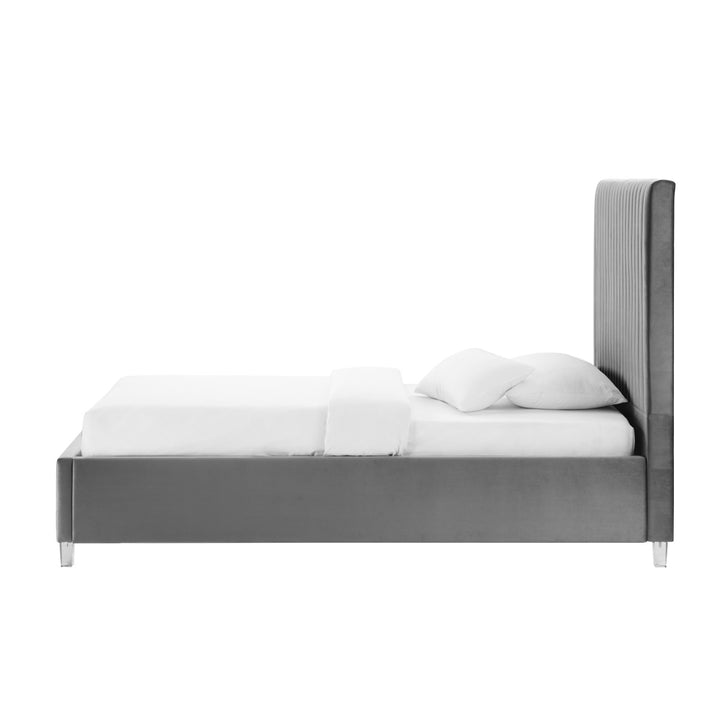Inspired Home Alanis Platform Bed Velvet Grey 2