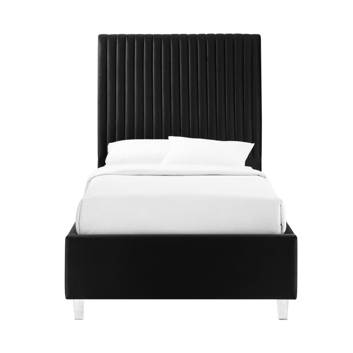 Inspired Home Alanis Platform Bed Velvet Black 1