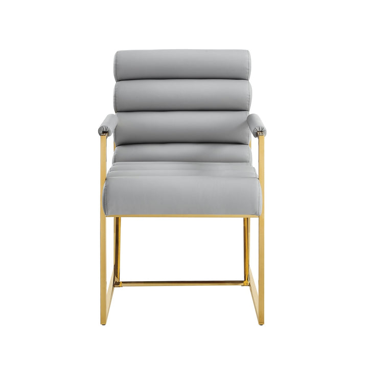 Inspired Home Dalia Dining Chair PU Leather Grey/Gold 1
