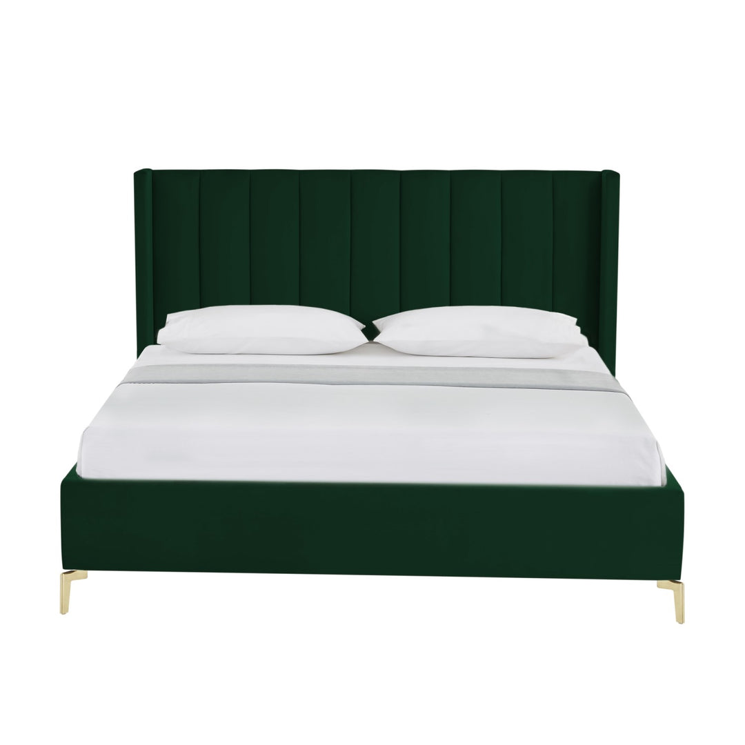 Inspired Home Caliyah Platform Bed Velvet Green 1