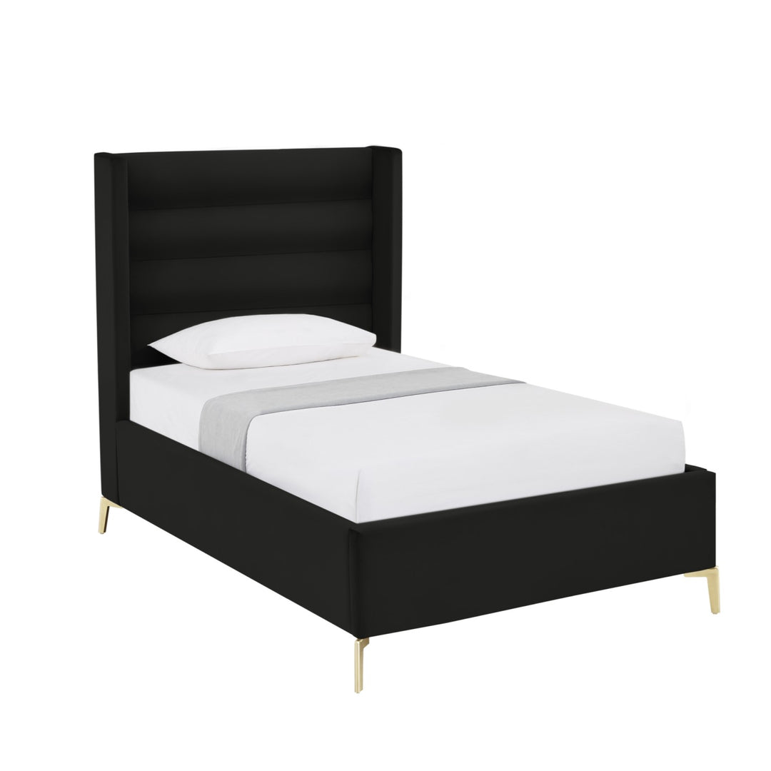 Inspired Home Kacie Platform Bed Velvet Black Main