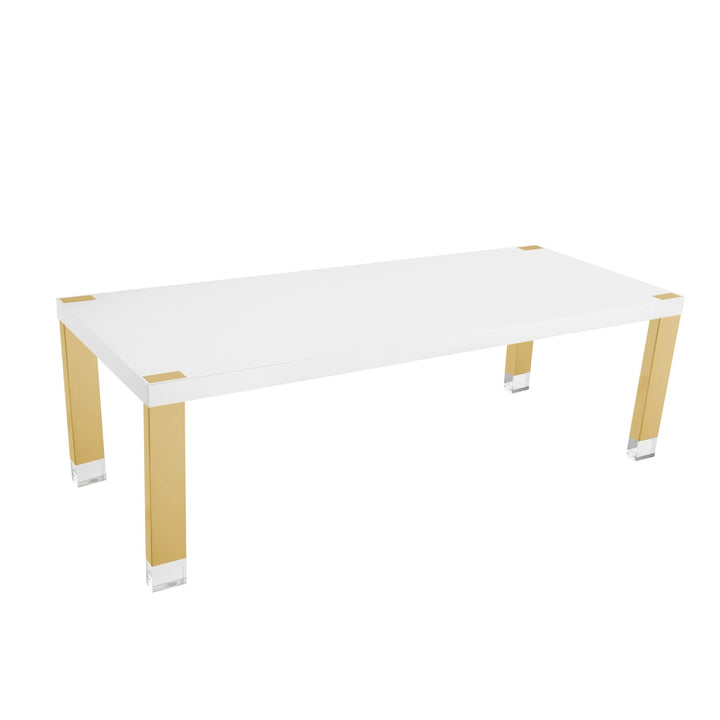 Inspired Home Lesly Dining Table White/Gold 2