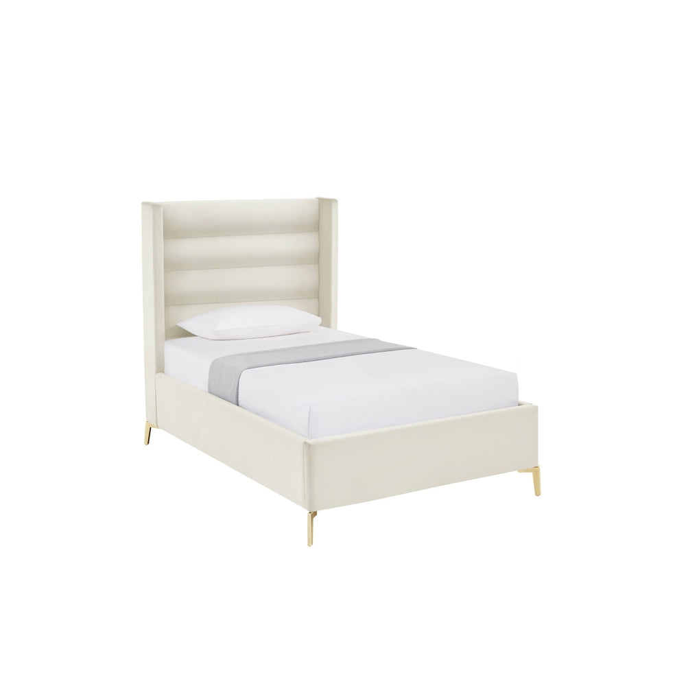 Inspired Home Kacie Platform Bed Velvet Cream White Main