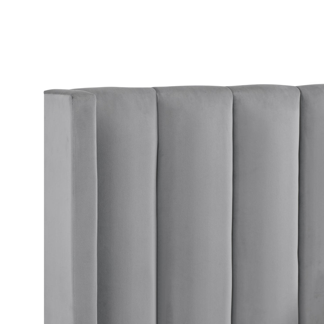 Inspired Home Caliyah Platform Bed Velvet Light Grey 5