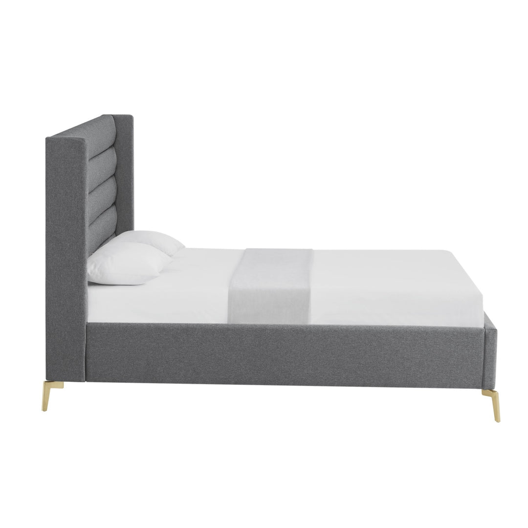 Inspired Home Kacie Platform Bed Linen Grey 2