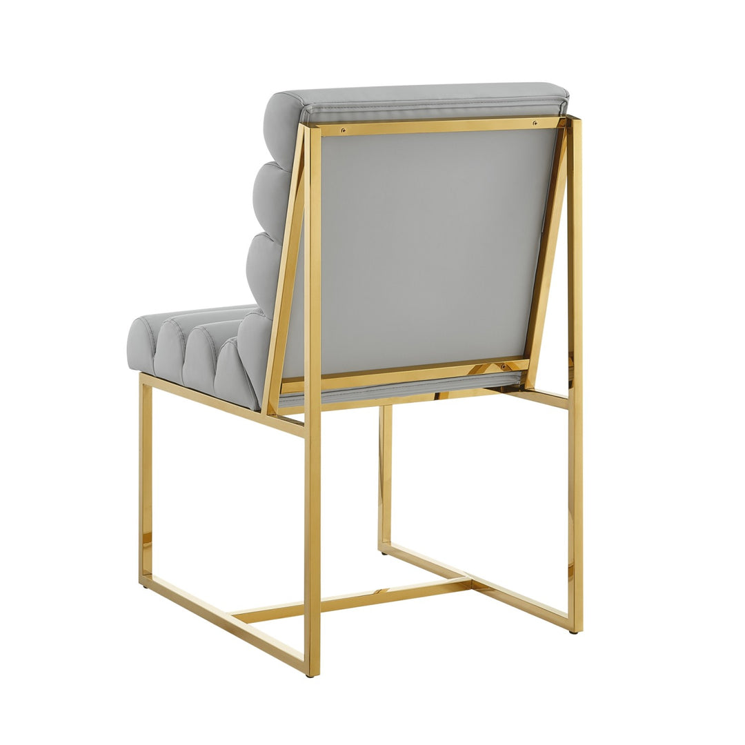 Inspired Home Dalia Dining Chair PU Leather Grey/Gold 2