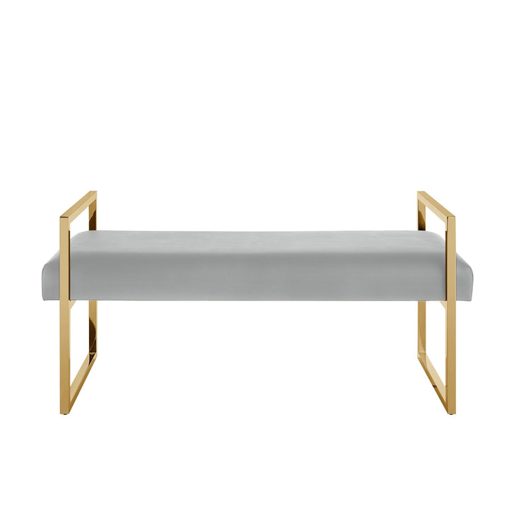 Inspired Home Dalia Bench PU Leather Grey/Gold 1