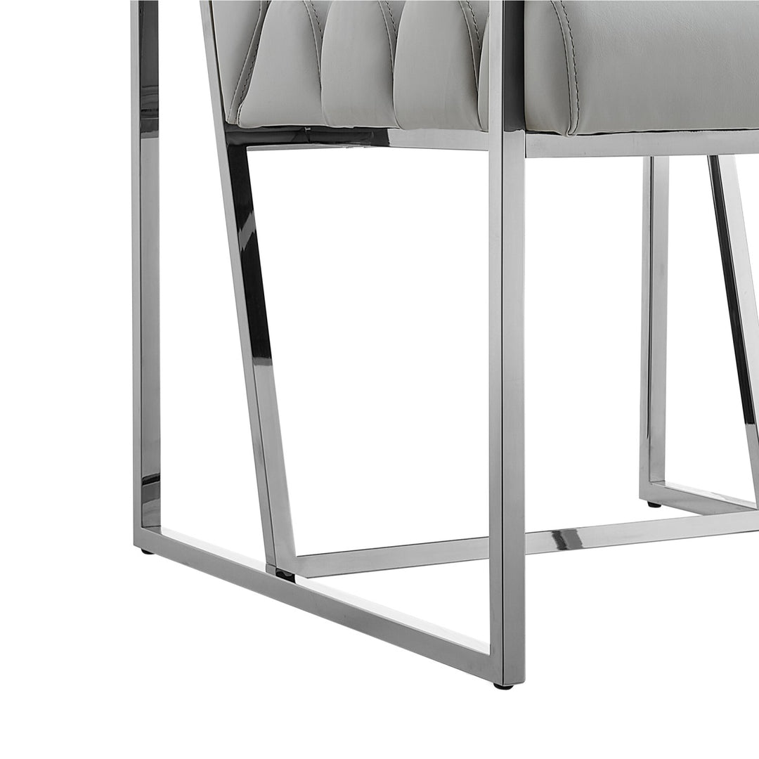 Inspired Home Dalia Dining Chair PU Leather Grey/Chrome 3