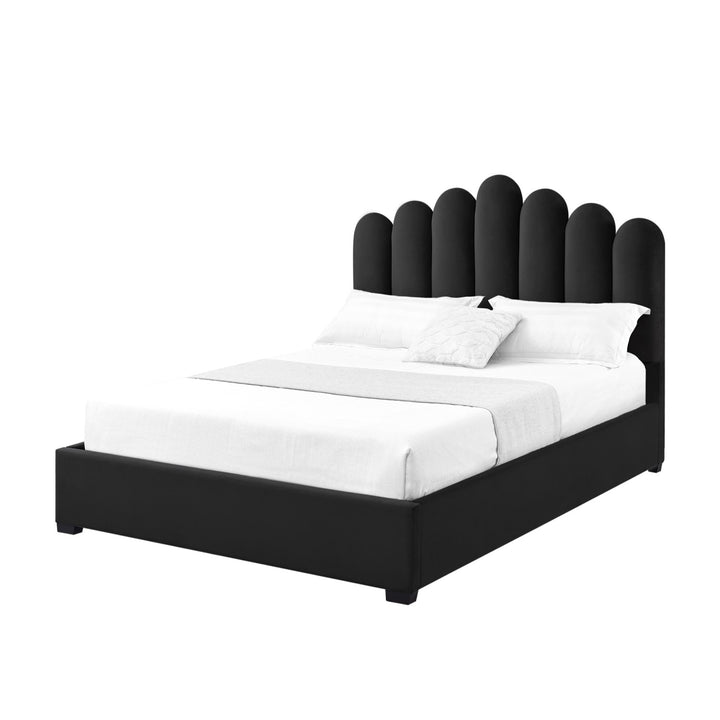 Inspired Home Ila Platform Bed Velvet Black Main
