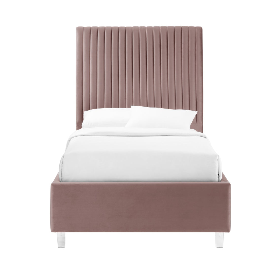 Inspired Home Alanis Platform Bed Velvet Pink 1