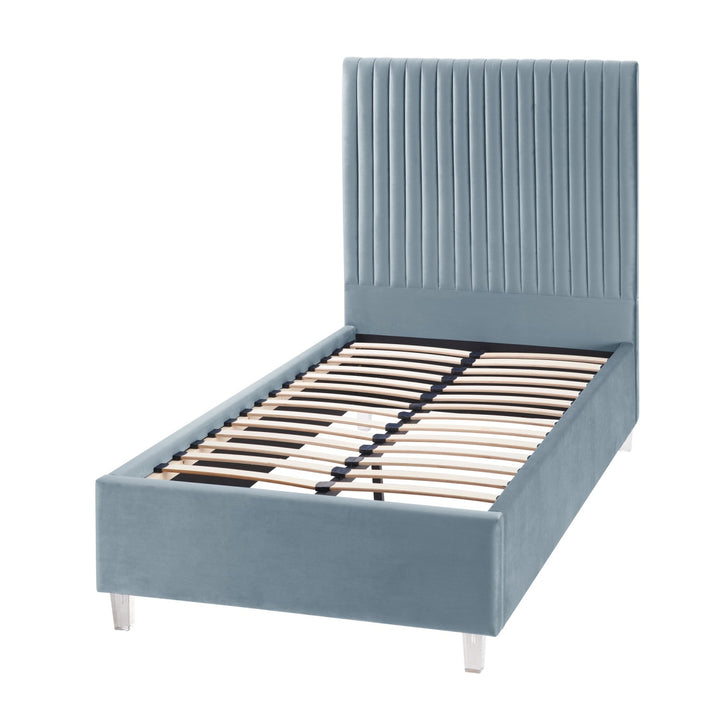 Inspired Home Alanis Platform Bed Velvet Slate Blue 3