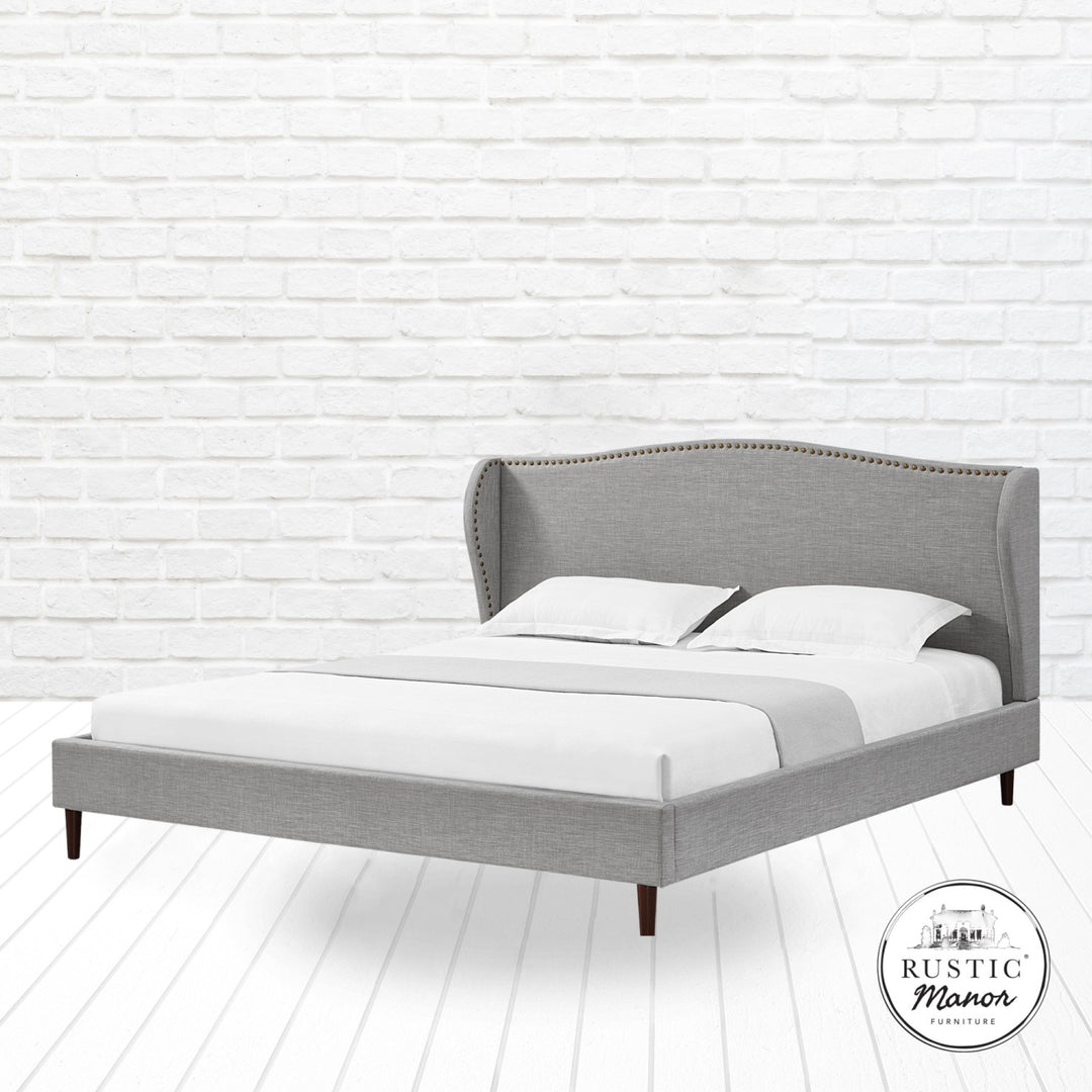 Rustic Manor Kamille Platform Bed Linen Grey 4