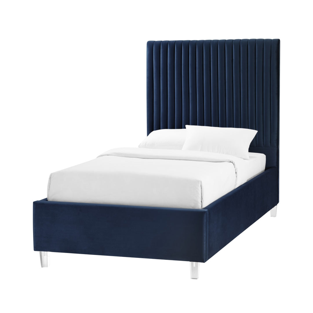 Inspired Home Alanis Platform Bed Velvet Navy Main