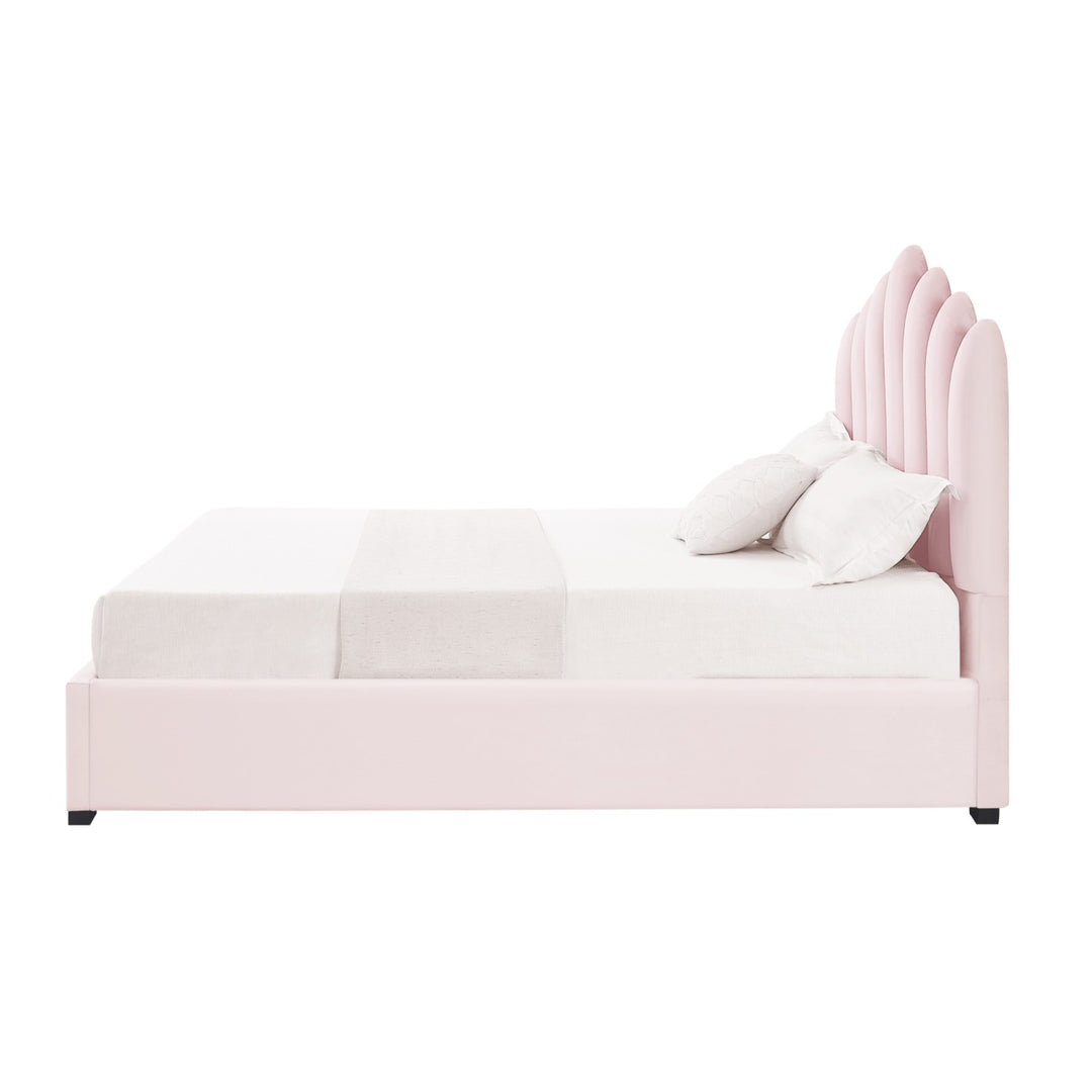 Inspired Home Ila Platform Bed Velvet Blush 4