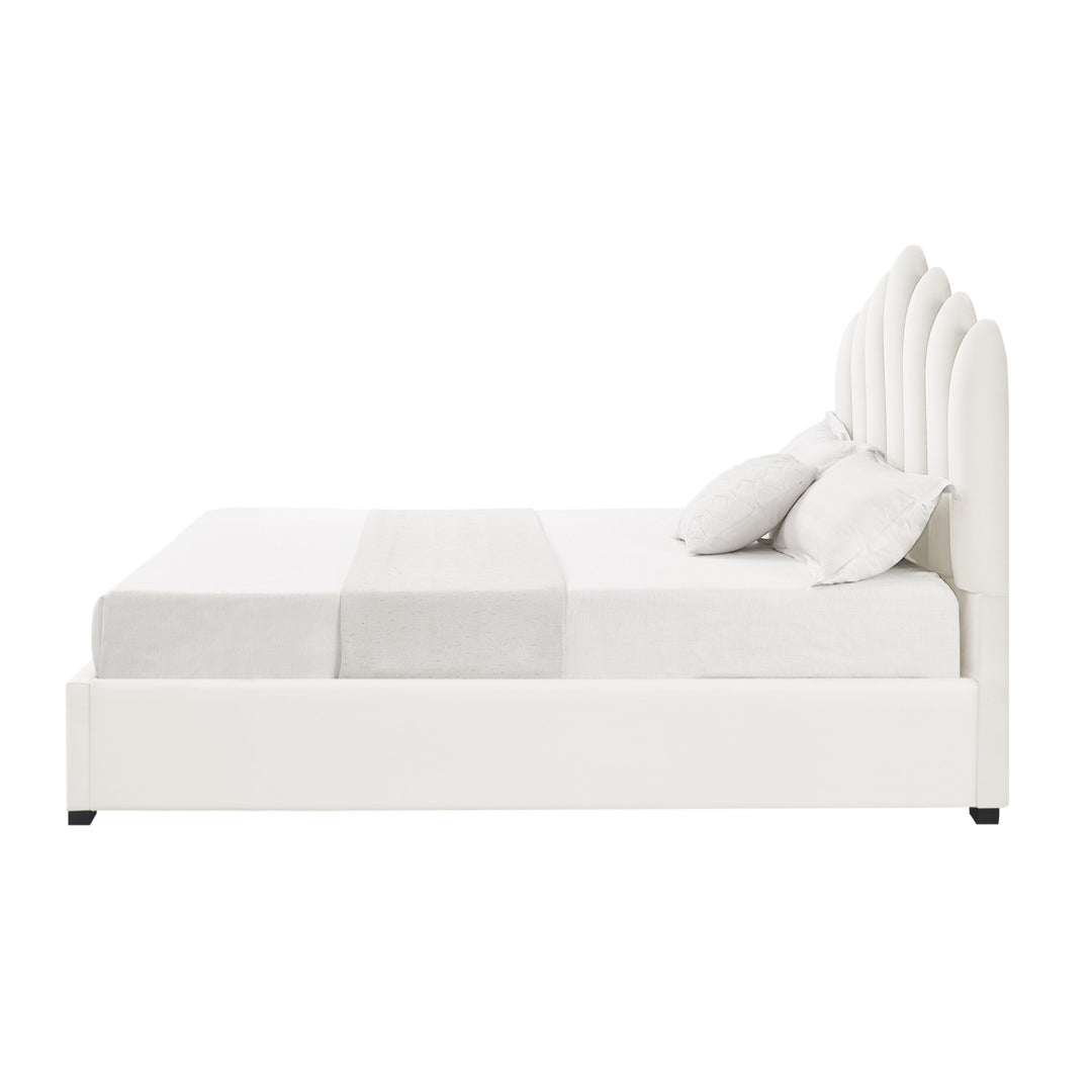 Inspired Home Ila Platform Bed Velvet Ivory 4