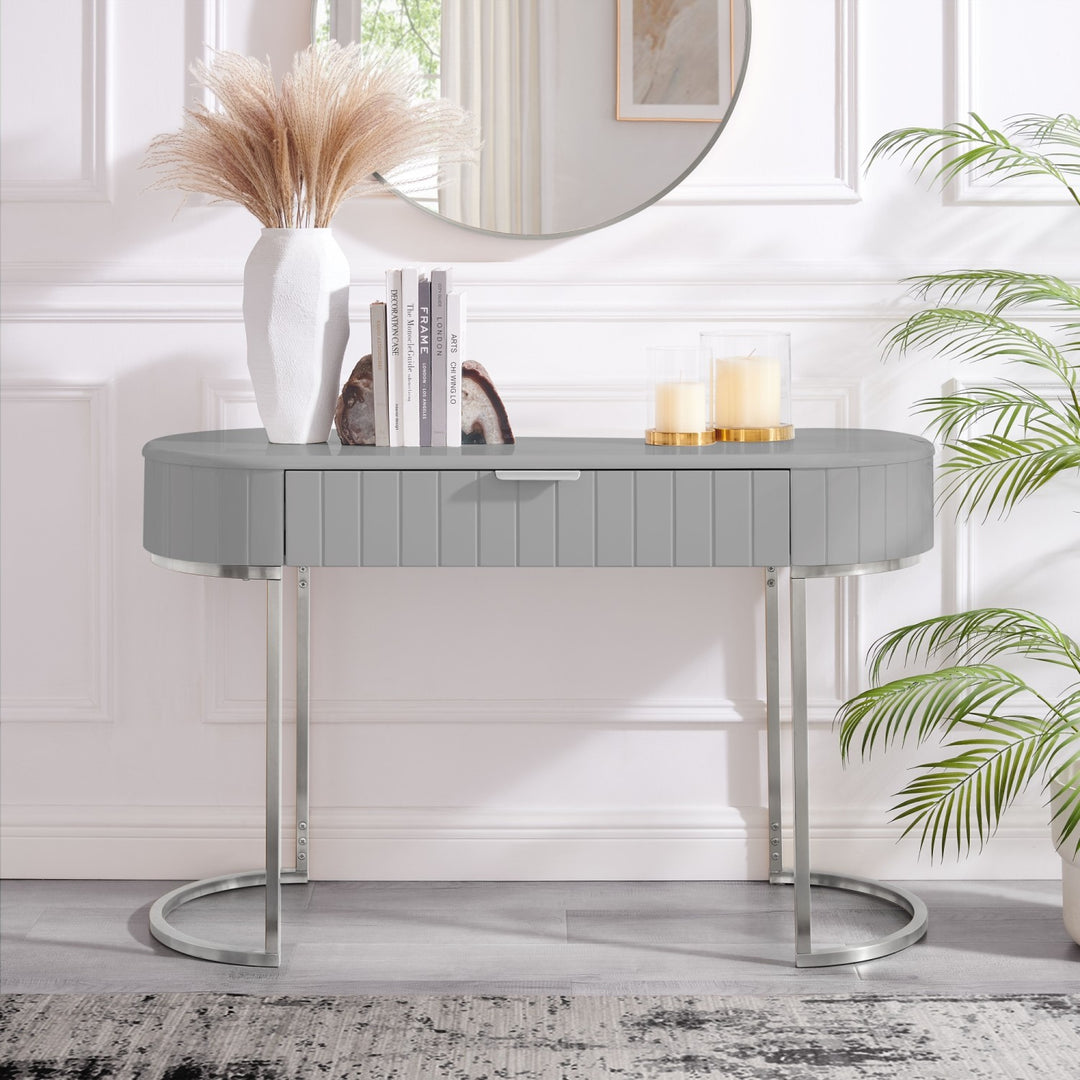 Inspired Home Mordechai Vanity Table  Grey/Chrome 1