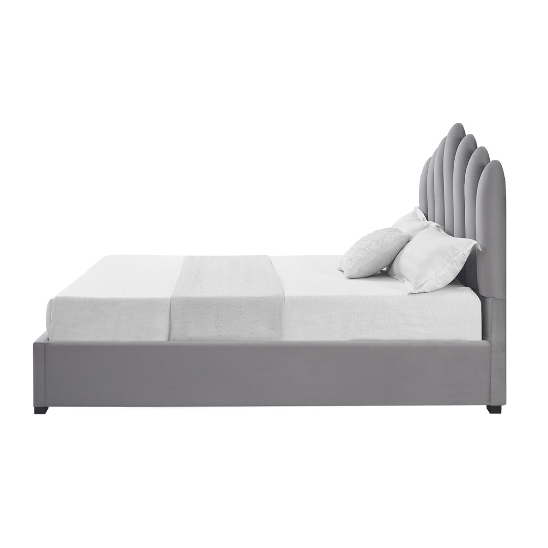 Inspired Home Ila Platform Bed Velvet Grey 4
