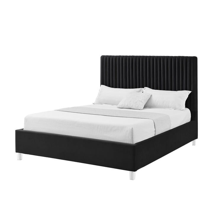 Inspired Home Alanis Platform Bed Velvet Black Main