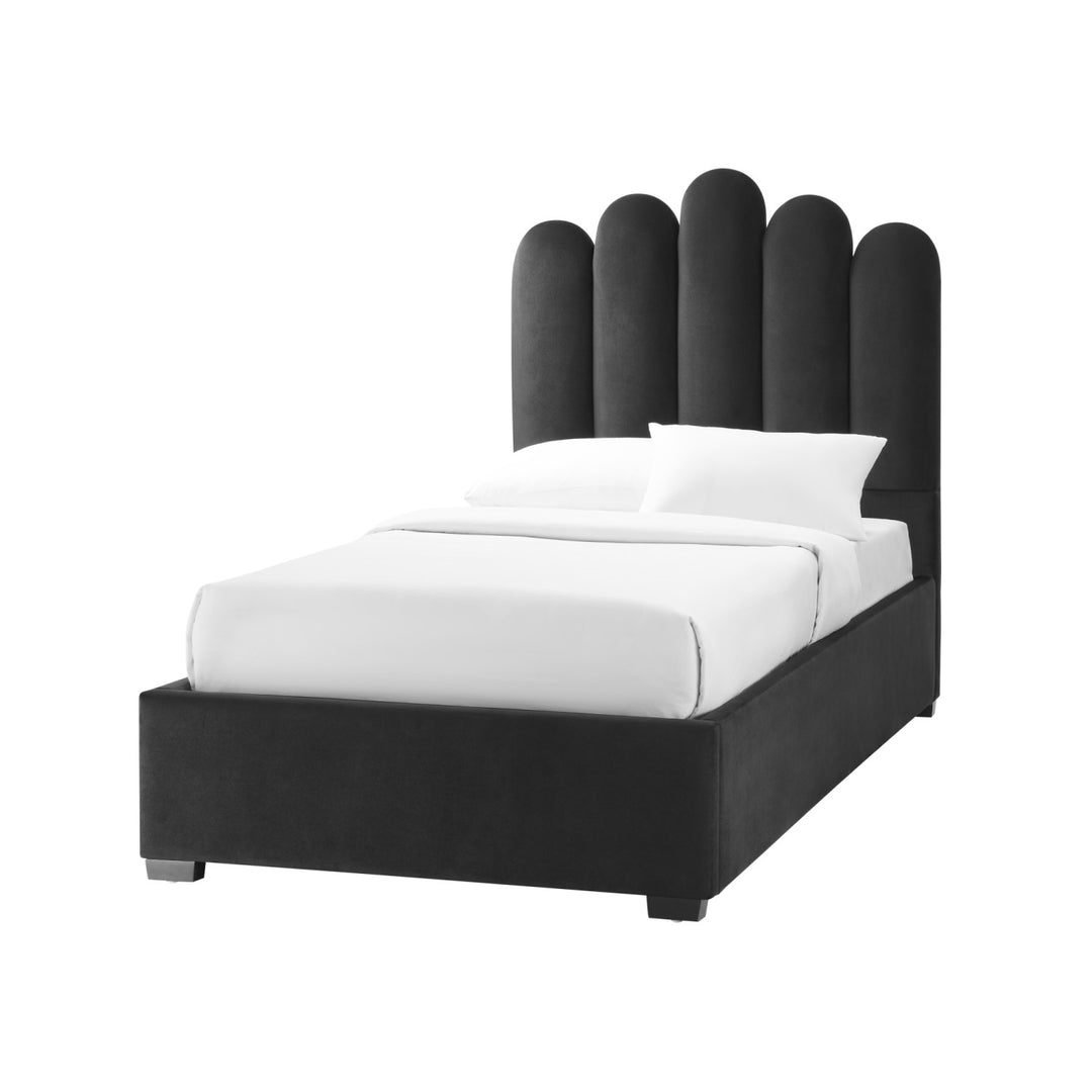 Inspired Home Ila Platform Bed Velvet Black Main