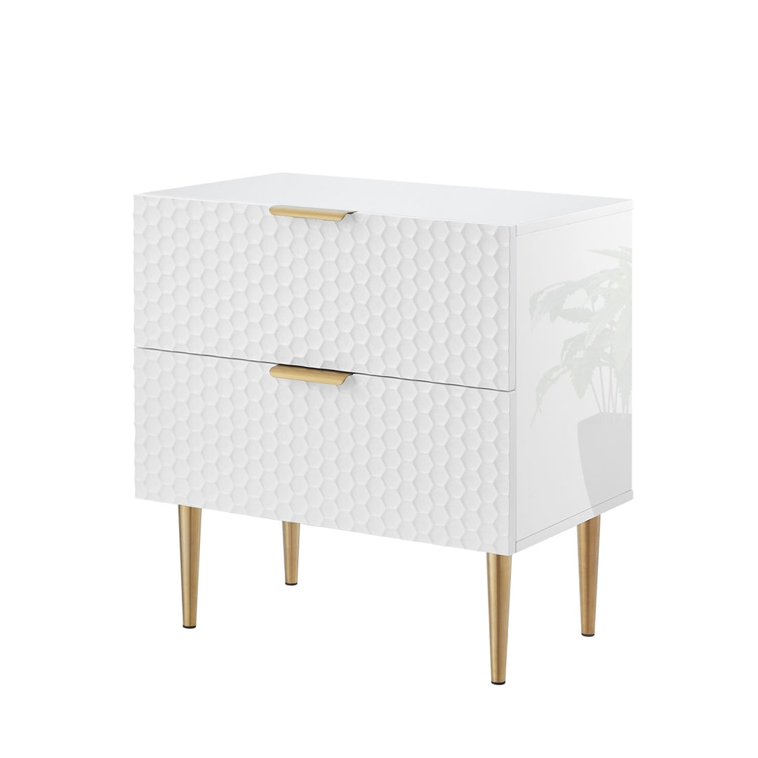 Inspired Home Kalvin Side Table  White/Gold Main