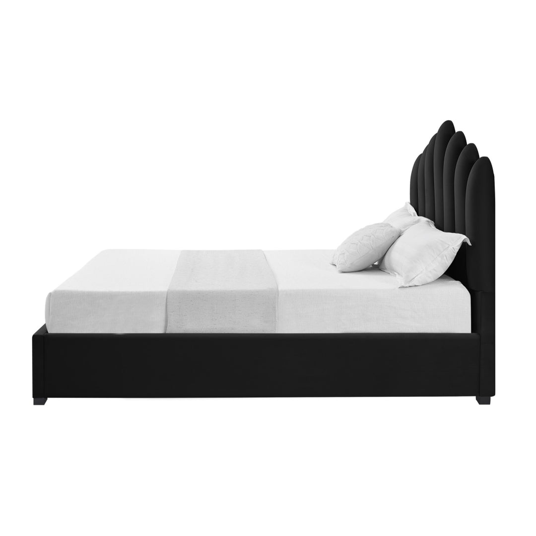 Inspired Home Ila Platform Bed Velvet Black 4