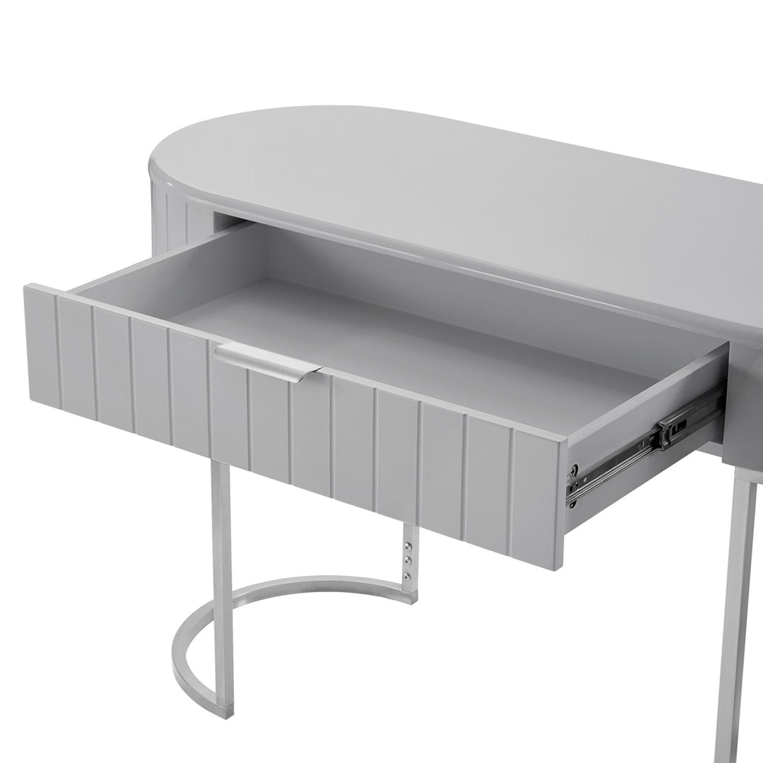 Inspired Home Mordechai Vanity Table  Grey/Chrome 5