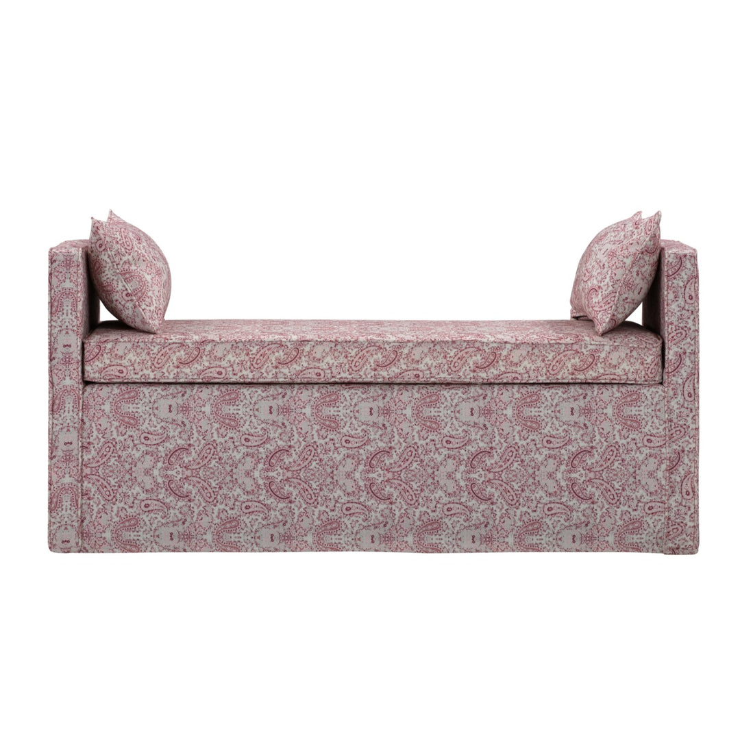 Rustic Manor Bourdillon Bench Linen Paisley Red 1