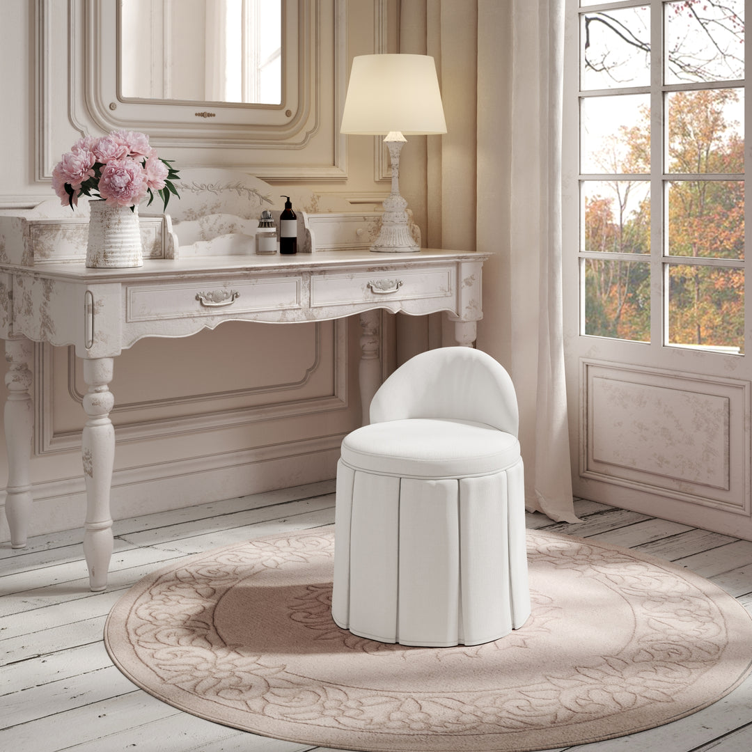 Merle Traditional Vanity Stool Slipcover Skirted for Bedroom Inspired Home Merle Traditional Vanity Stool Slipcover Skirted for Bedroom Inspired Home