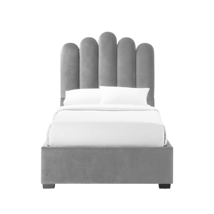Inspired Home Ila Platform Bed Velvet Grey 1