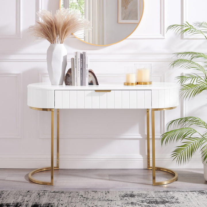 Inspired Home Mordechai Vanity Table  White/Gold 1