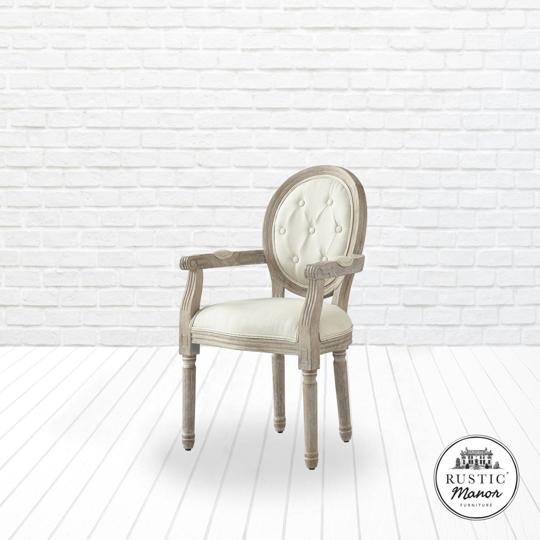 Rustic Manor Fournier Dining Chair Linen Cream White 3