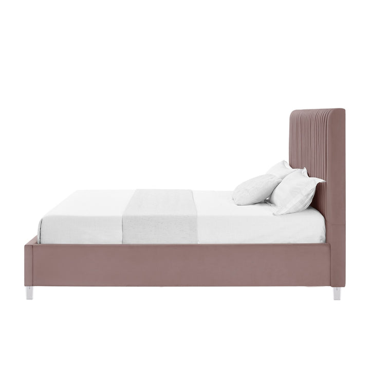 Inspired Home Alanis Platform Bed Velvet Pink 2