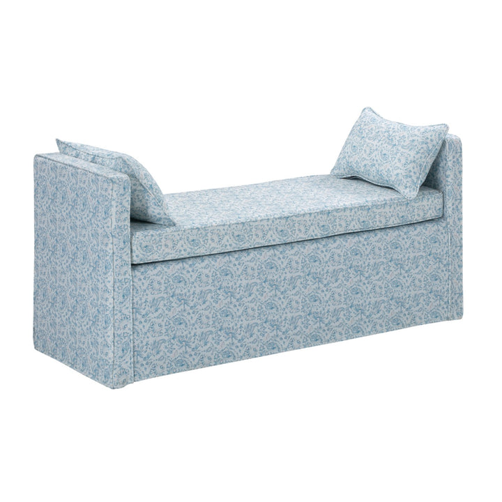 Rustic Manor Bourdillon Bench Linen Indes Blue Ground 2