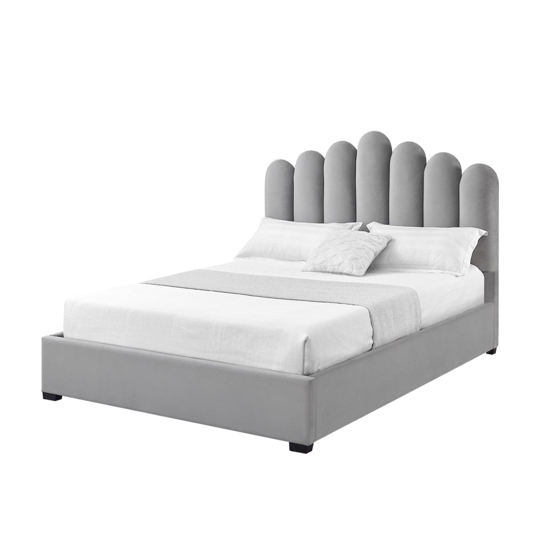 Inspired Home Ila Platform Bed Velvet Grey Main