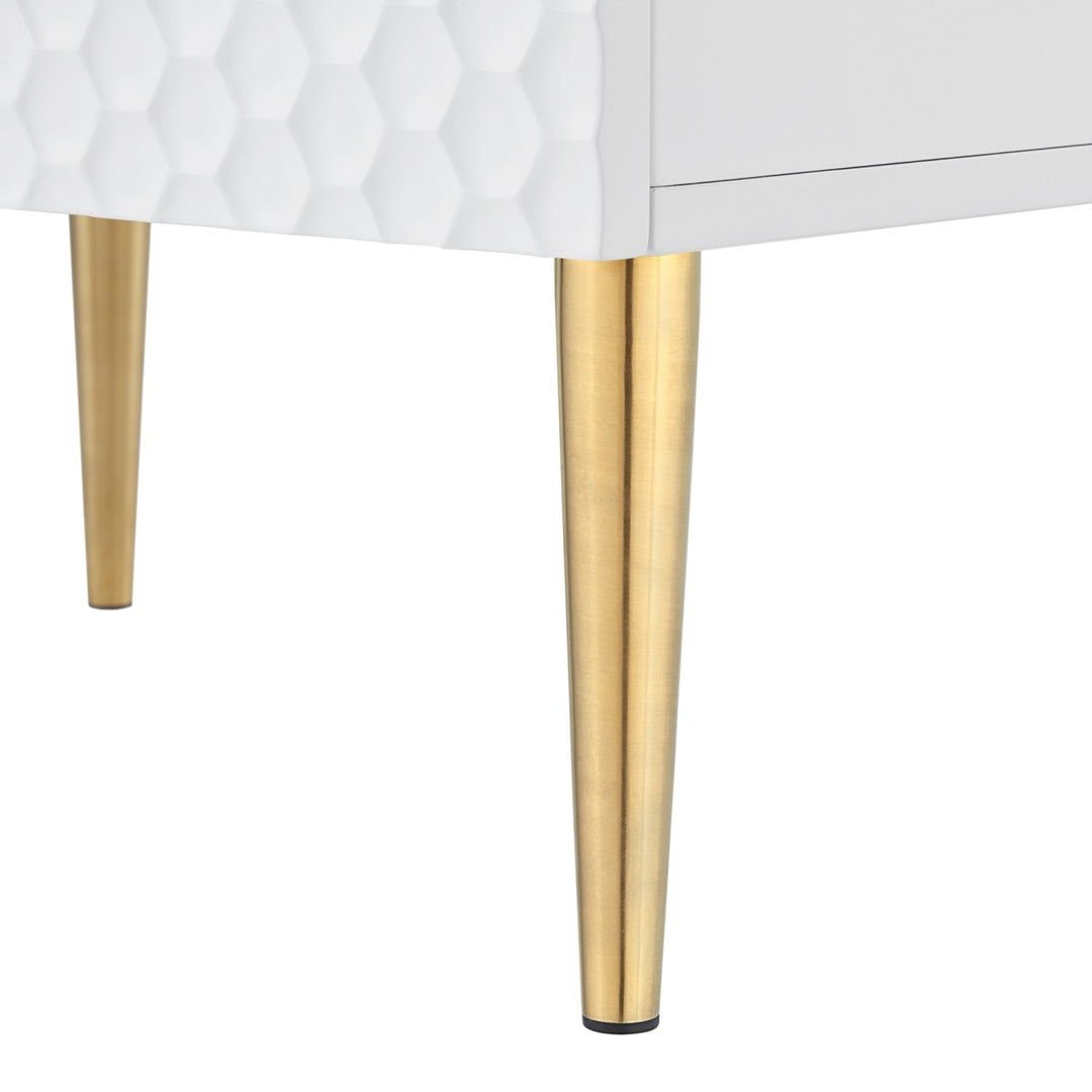 Inspired Home Kalvin Side Table  White/Gold 5