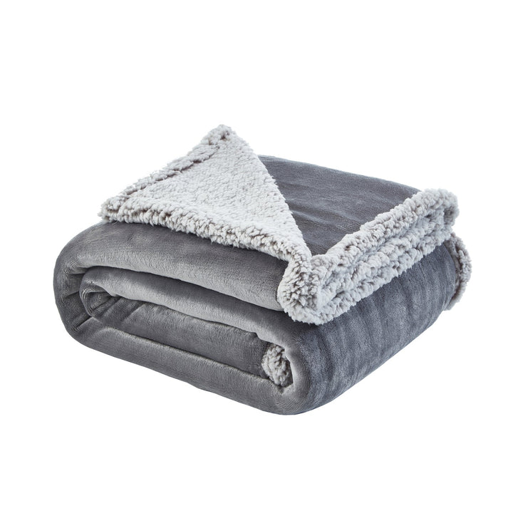 Flannel Reversible Heathered Sherpa Throw - Zakary Flannel Reversible Heathered Sherpa Throw