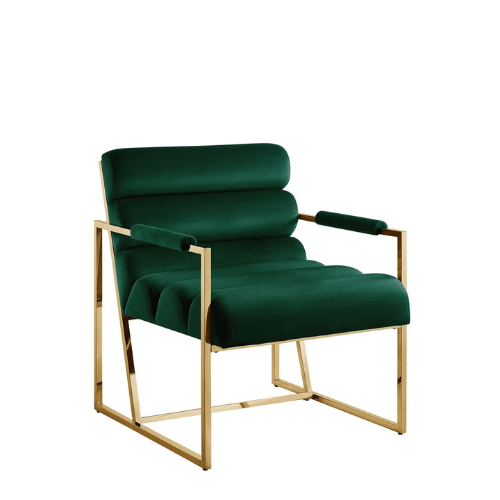 Inspired Home Dalia Accent Chair Velvet Hunter Green/Gold Main