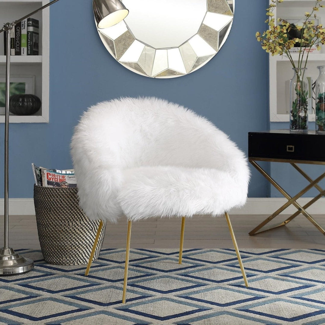 Ana Lux Fur Accent Chair White