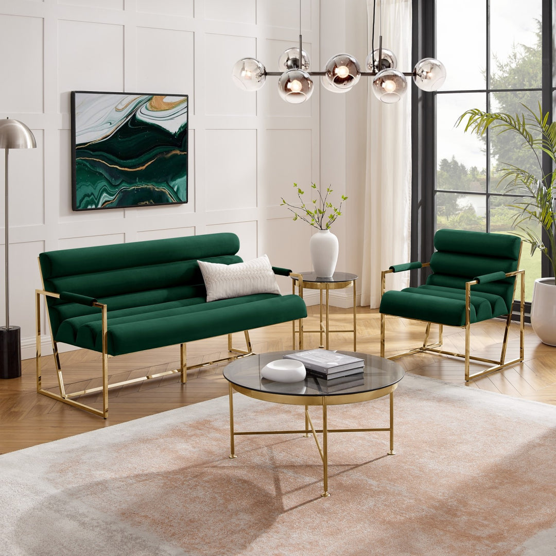 Inspired Home Dalia Accent Chair Velvet Hunter Green/Gold Collection