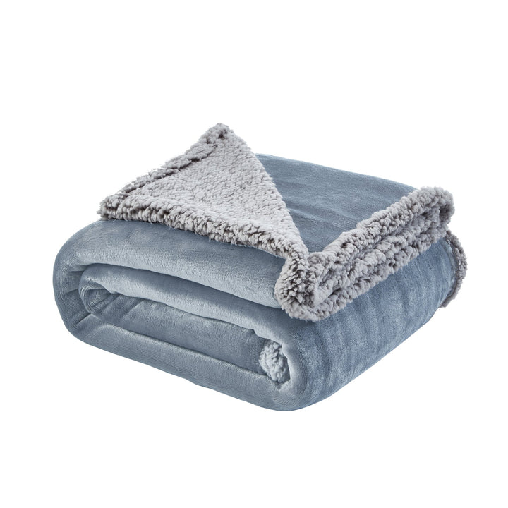 Flannel Reversible Heathered Sherpa Throw - Zakary Flannel Reversible Heathered Sherpa Throw