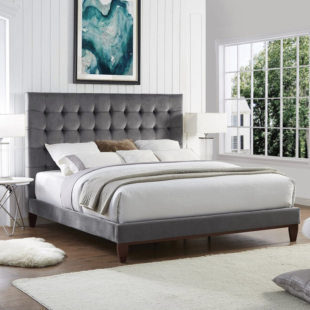 Dorel Home Furnishings Ryan Black Linen Upholstered Queen Bed