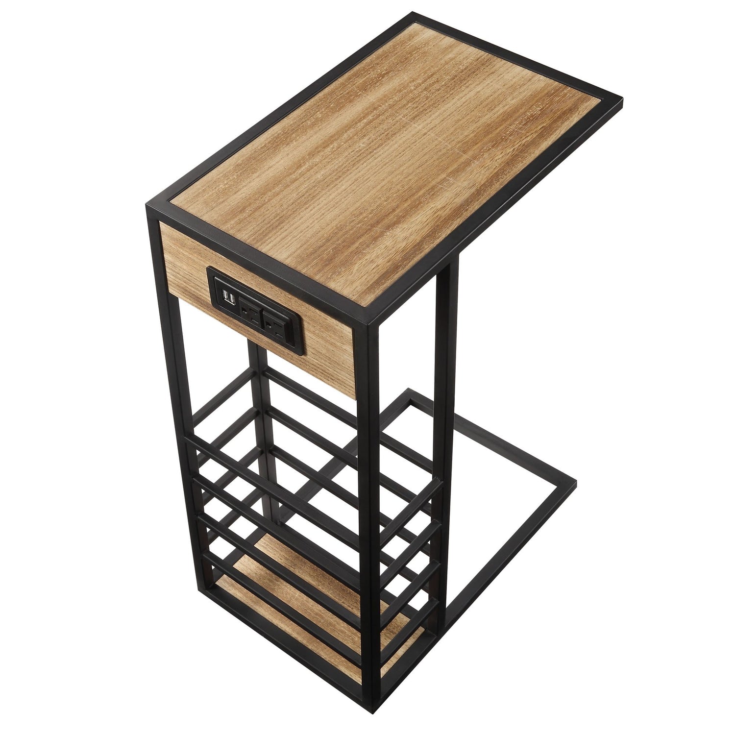 Alder Modern End Table Magazine Holder, 2 USB Charging Ports, 2 Outlets ...