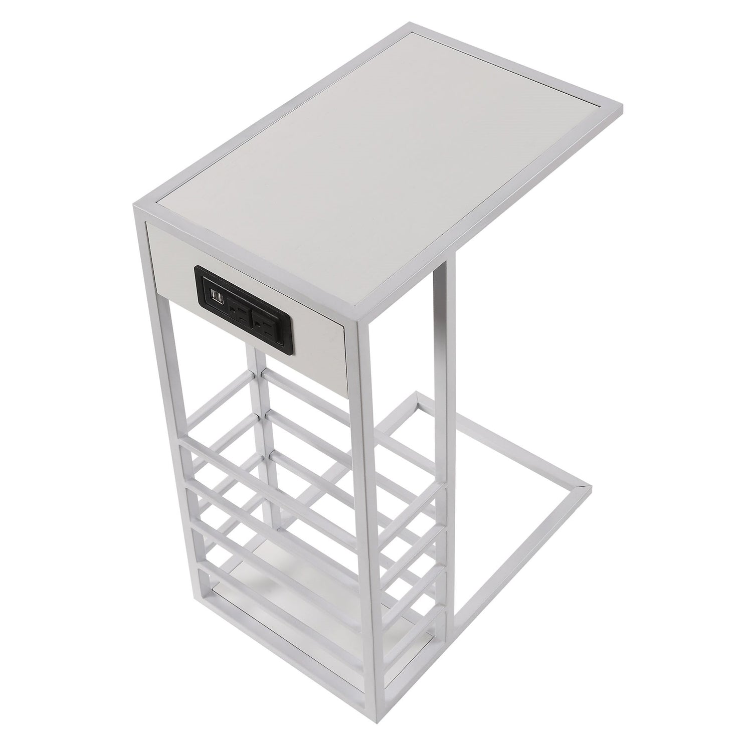 Alder Modern End Table Magazine Holder, 2 USB Charging Ports, 2 Outlets ...