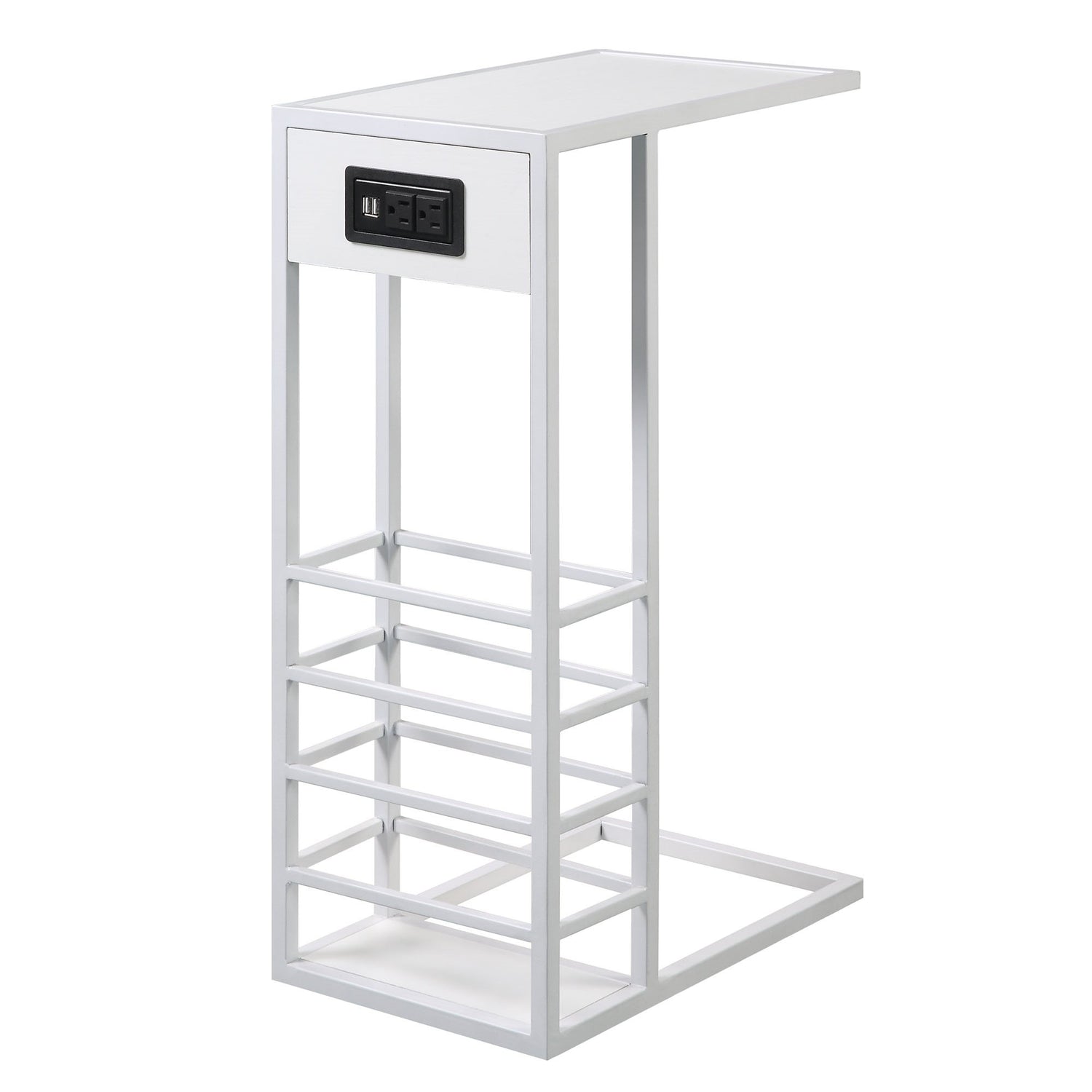 Alder Modern End Table Magazine Holder, 2 USB Charging Ports, 2 Outlets ...