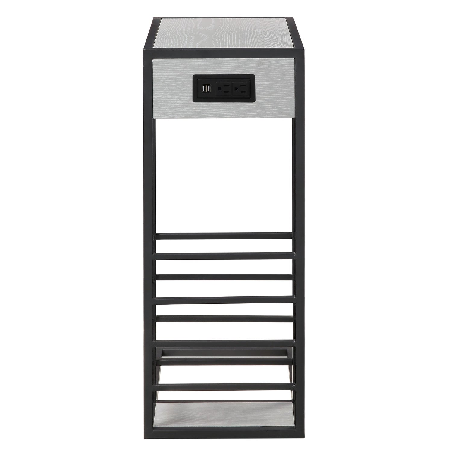 Alder Modern End Table Magazine Holder, 2 USB Charging Ports, 2 Outlets ...